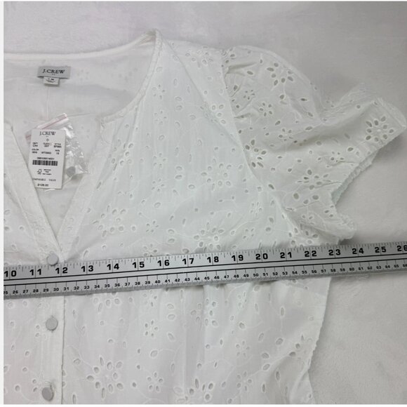 J. Crew Factory Eyelet Midi Dress Puff Sleeve Boho Summer Graduation Coastal - Picture 12 of 16